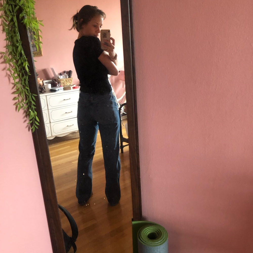 uniqlo loose bootcut straight leg jeans